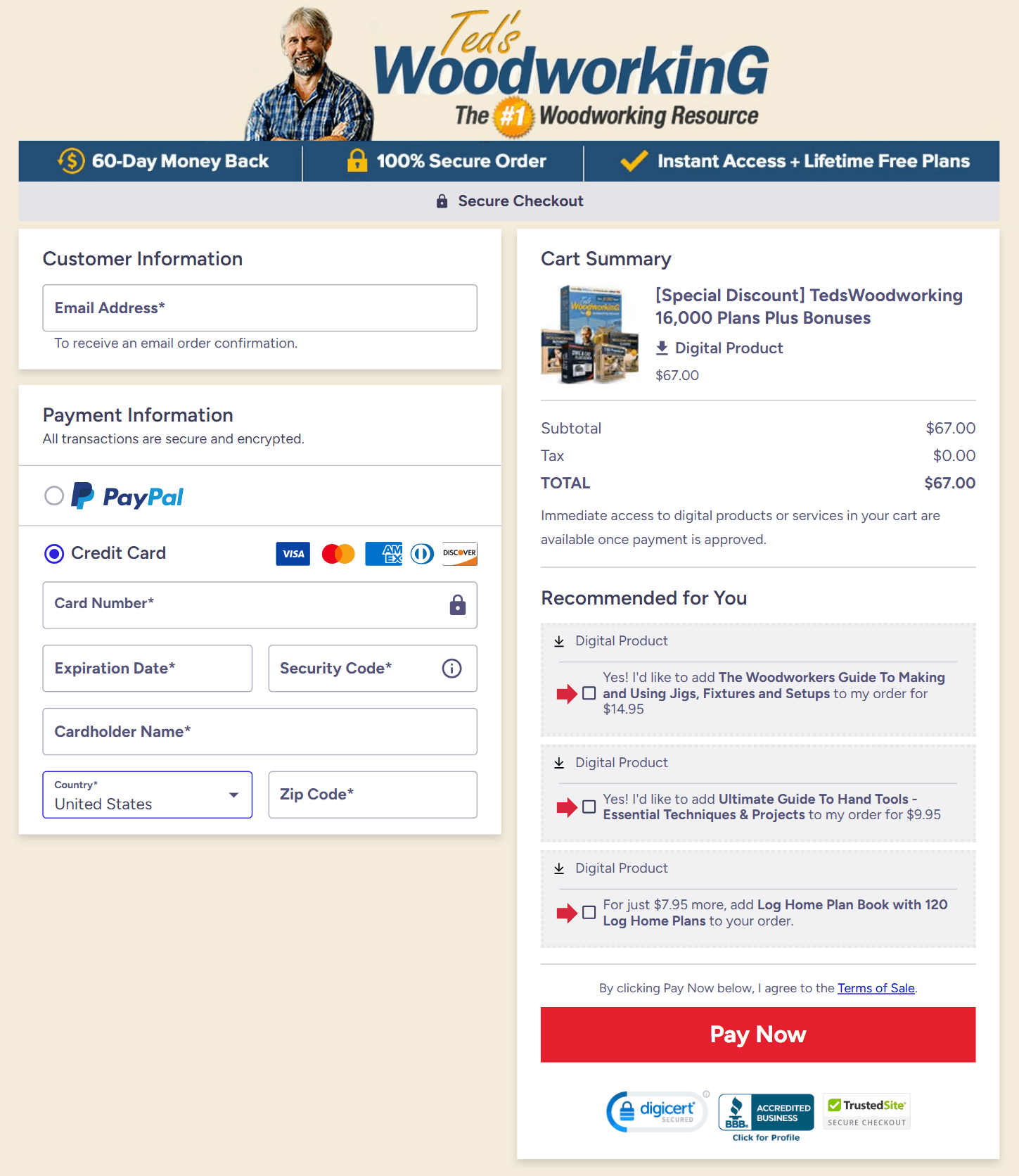 Teds Woodworking Checkout page 